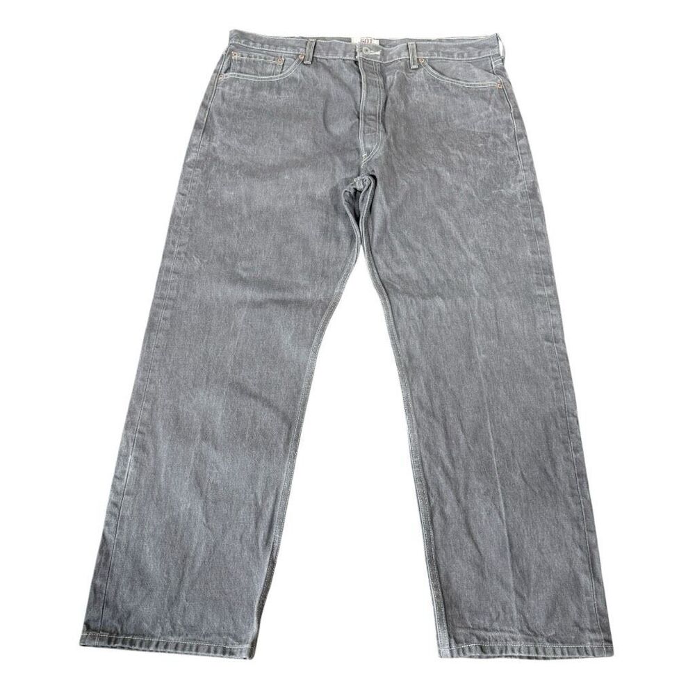 Levi’s Original 501 Men’s Button Fly Gray Washed Straight Leg Jeans Size 42X32